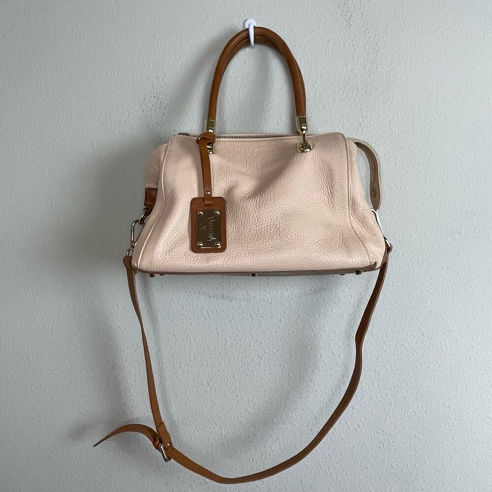 Valentina Genuine Leather Italy Peach Pale Purse Satchel Shoulder Bag‎ Feet - Picture 2 of 10